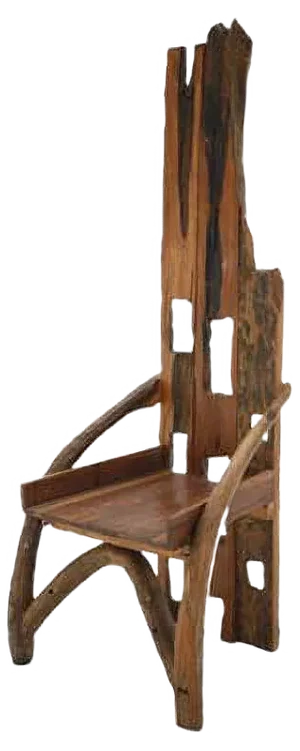Sculptural French Olive Wood & Walnut Chair, 1940s