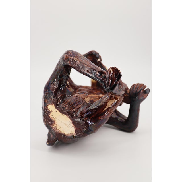 Ceramic 19th Century Monkey Playing Violin, Portuguese Palissy Ware For Sale - Image 7 of 15