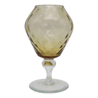 Mid-Century Modern Amber Glass Brandy Snifter Vase by Empoli, Italy, 1960s For Sale