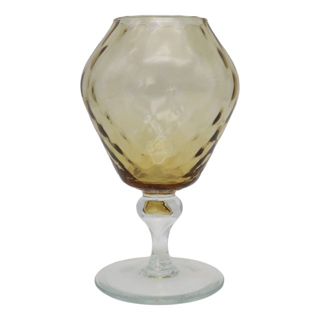 Mid-Century Modern Amber Glass Brandy Snifter Vase by Empoli, Italy, 1960s For Sale