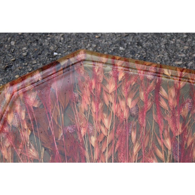 1970s Acrylic Glass Tray with Dried Flowers and Leaves, Italy, 1970s For Sale - Image 5 of 9