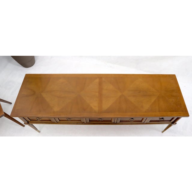 Brown Mid-Century Modern Long Low Profile Credenza with Round Ring Drop Pulls For Sale - Image 8 of 11