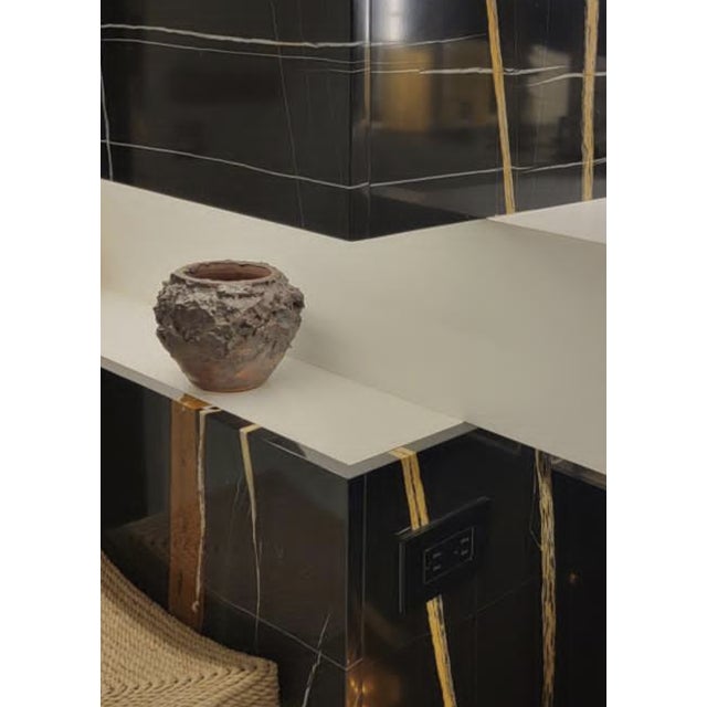 Hand-built vase in a wood-fired porcelain. Wheel and coil technique w/ a special Shino glaze by Brooklyn artist Chala...