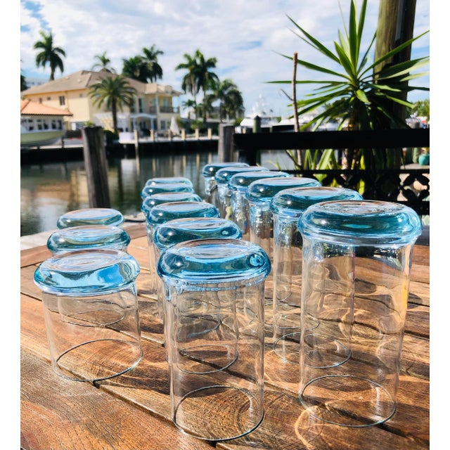 Hollywood Regency Blue Glasses Set- 15 Pieces For Sale - Image 9 of 12