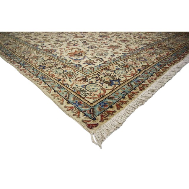 75588 Vintage Persian Tabriz Area Rug with French Country Chippendale Farmhouse Style. Timeless and refined, this hand-...