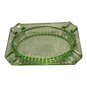 Green Uranium Glass Hunting Ashtray