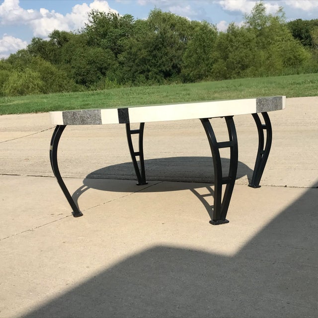 Tavola Oggetti Memphis Style Marble and Brass Inlay Coffee Table For Sale In Dallas - Image 6 of 8