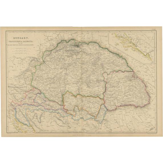 Antique Map of Hungary, Transylvania and Dalmatia by W. G. Blackie, 1859 For Sale