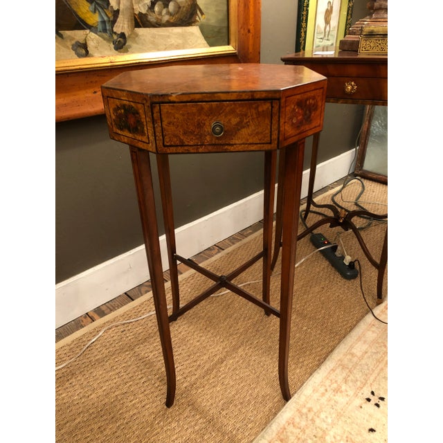 Octagonal Paint Decorated End Table For Sale - Image 14 of 14