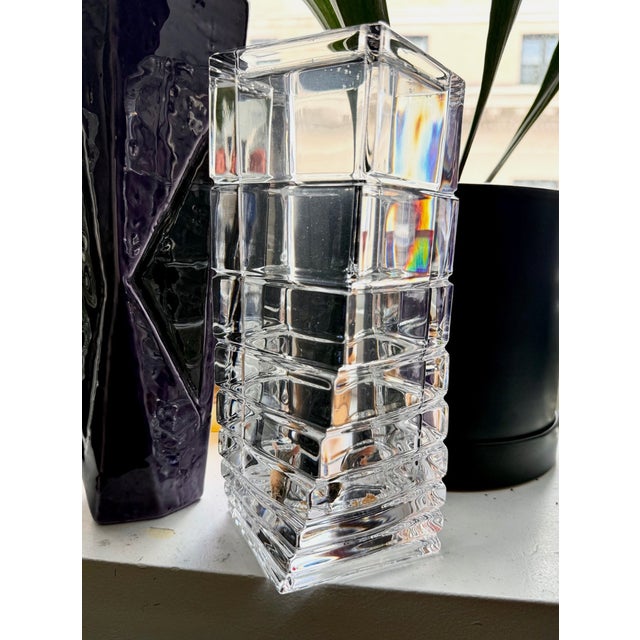Circa 1985 Christa Hausler-Goltz Rosenthal Germany Colorless Crystal Turnus Vase For Sale In New York - Image 6 of 9