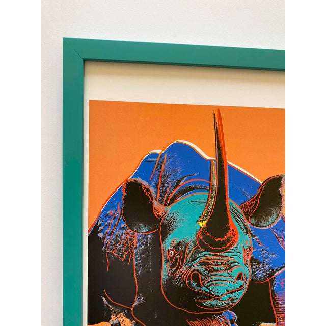 Andy Warhol Andy Warhol Estate Vintage 1989 Endangered Species Framed Lithograph Pop Art Print " Black Rhinoceros " 1983 For Sale - Image 4 of 16