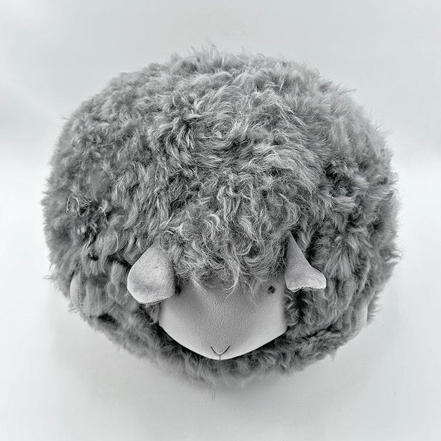 Plush Lambskin Sheep Ball - Gray For Sale - Image 4 of 6