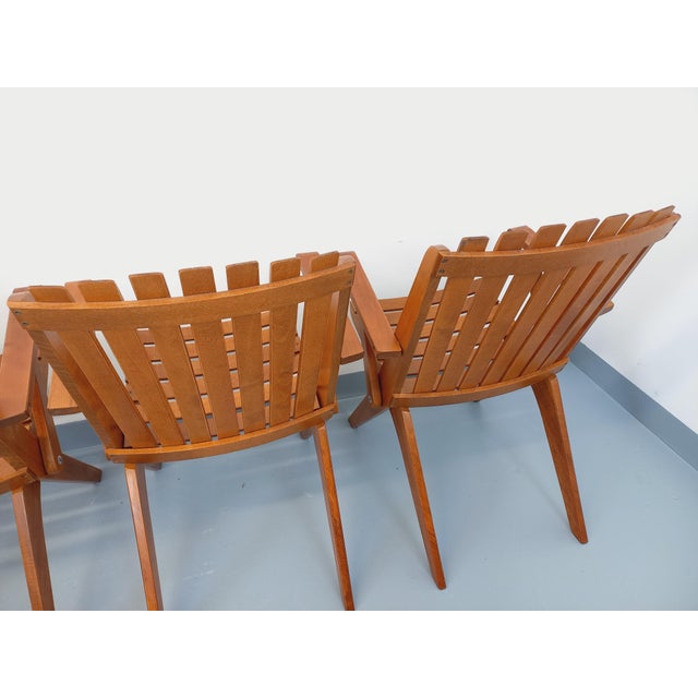Vintage Beechwood Garden Armchairs, 1960s, Set of 4 For Sale - Image 11 of 18