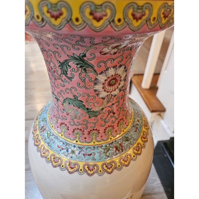 Mid 20th Century Vintage Tall Porcelain Chinese Vase With Great Colors For Sale - Image 5 of 5