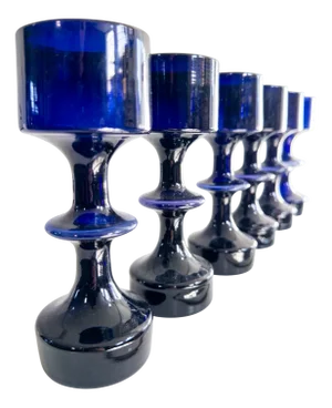 Vintage Hyrrä Blue Glass Vases by Kaj Franck, 1965, Set of 6