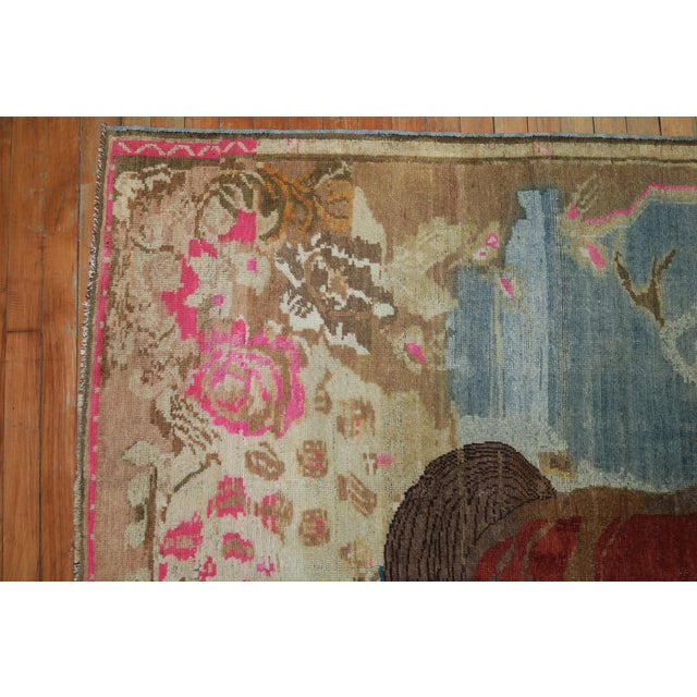 Antique Brown Horse 20th Century Pictorial Wool Decorative Rug For Sale - Image 18 of 18