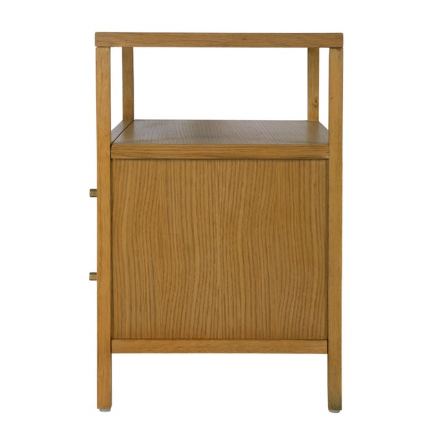 Wood Mendel 28 in. W Rectangular Wood 2 Drawer Wide Nightstand with Open Shelf, Light Oak For Sale - Image 7 of 11