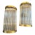 Two Sciolari Style Mid-Century Modern Brass and Glass Italian Wall Sconces For Sale