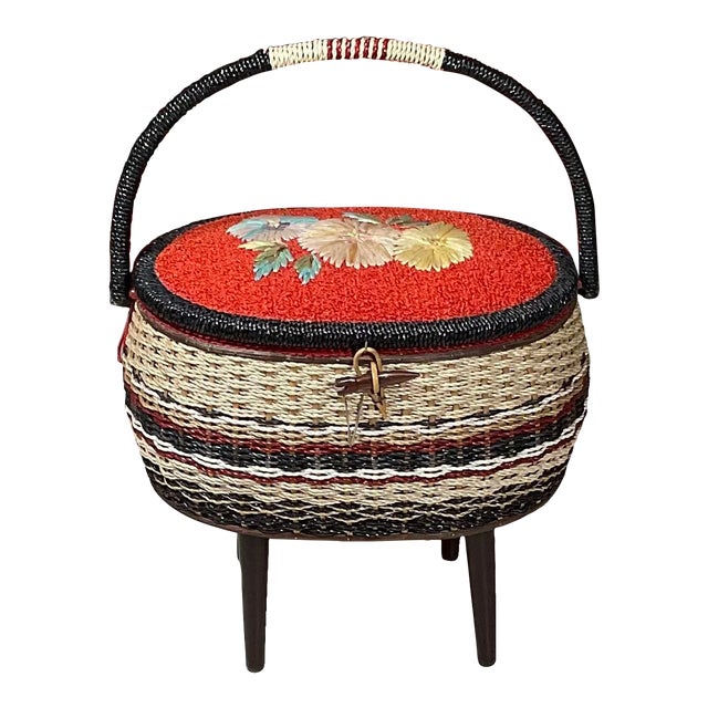 Vintage Sewing Basket Mid Century Design For Sale