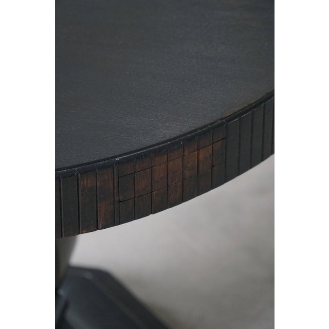 Vintage Danish Round Art Deco Console Table in Ebonized Oak, 1930s For Sale - Image 16 of 18