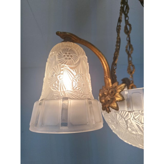 Art Deco Chandelier from Hettier & Vincent, France, 1920s For Sale - Image 3 of 11