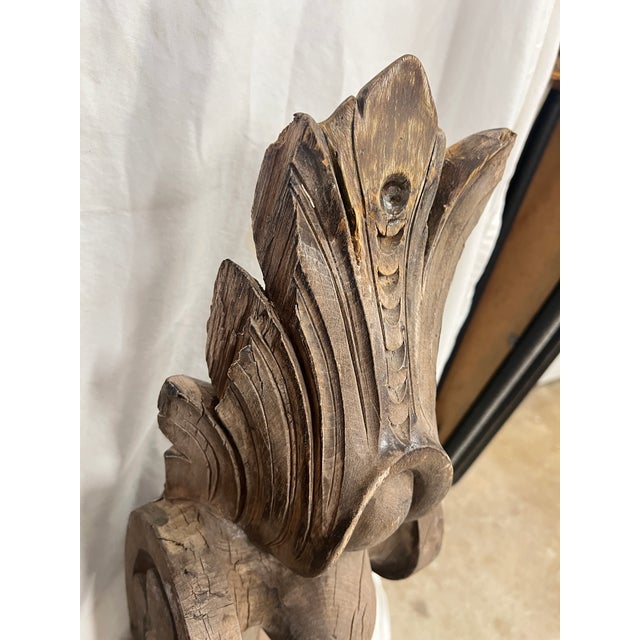 Mid 19th Century Pair of Antique Wooden Corbels With Acanthus Leaf and Scroll Motif. For Sale - Image 5 of 11