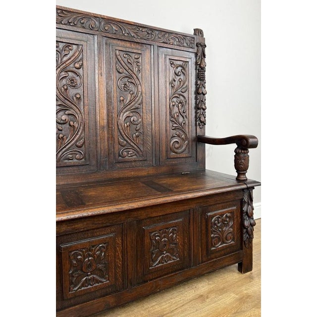 French Style Monks Bench in Oak For Sale - Image 12 of 16