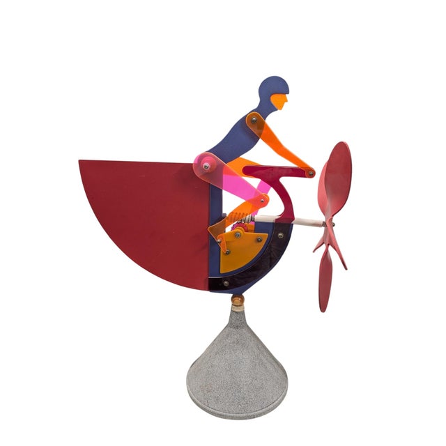 Pop Art 1990's Signed Kinetic Windmill & Rider Pop Art Sculpture #4/1000 For Sale - Image 3 of 6