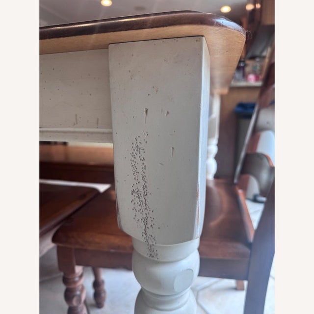 Set includes: 72" solid wood dining table 4 matching ladder-back chairs Matching bench Features: Custom built in 2011...