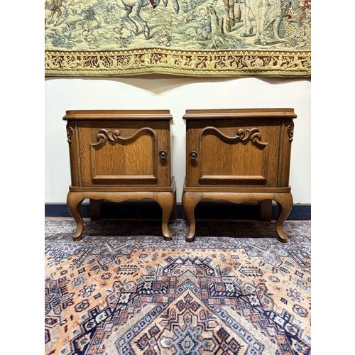 Brown Louis XVI Style Nightstands in Oak, Set of 2 For Sale - Image 8 of 8