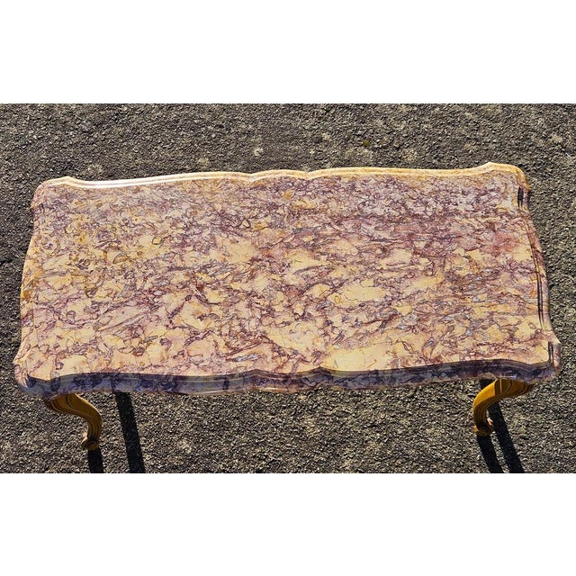 Vintage Louis XV Ash Wood & Marble Cocktail Table, 1960s For Sale - Image 5 of 18