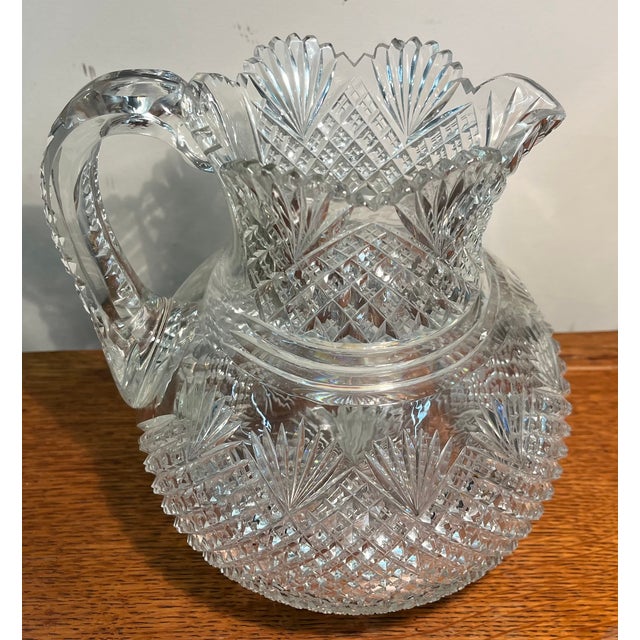 Antique Late 19th Century American Brilliant Glass Cut Crystal Water Pitcher for the Dining Table or Bar For Sale In New York - Image 6 of 18