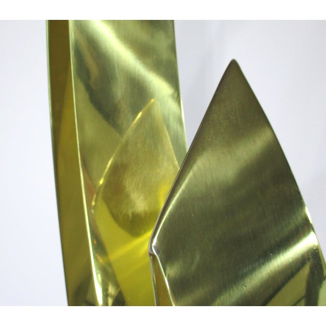 Curtis Jere Large Brass and Marble Flame Sculpture For Sale - Image 9 of 12