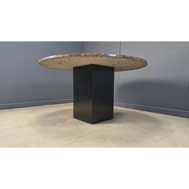 Wood Vintage Granite Round Center Table, 1970s For Sale - Image 7 of 15