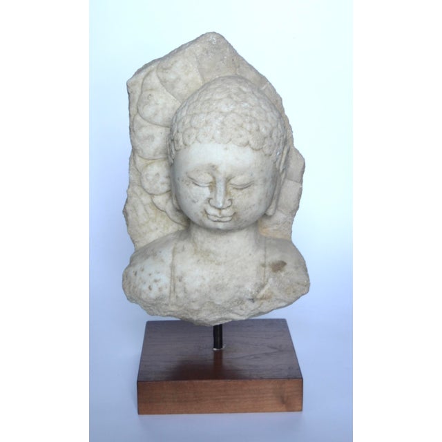 Antique White Ancient Chinese Marble Buddha Head For Sale - Image 8 of 10