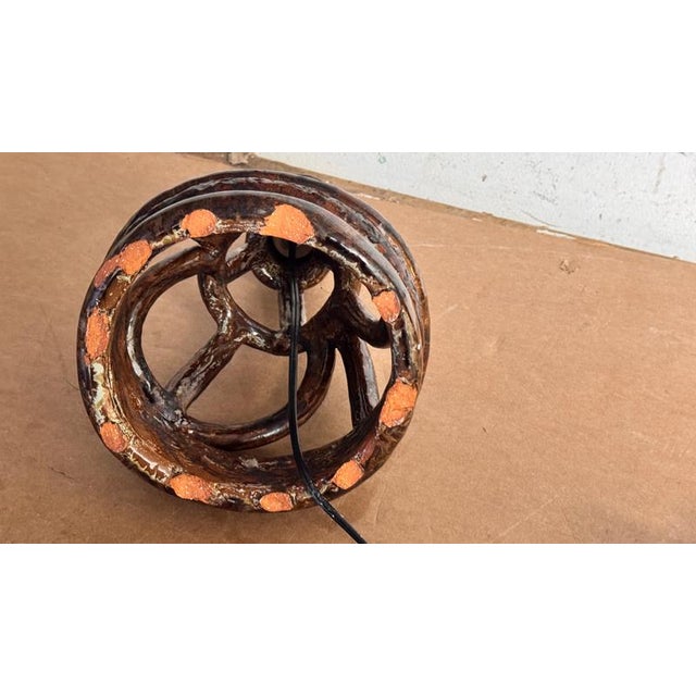 French Sculptural Terracotta Earthenware Table Lamp, 1960s For Sale - Image 9 of 13