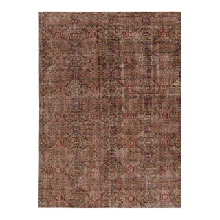 Vintage Turkish Rug, Beige-Brown With All-Over Floral Medallions – Rug & Kilim For Sale