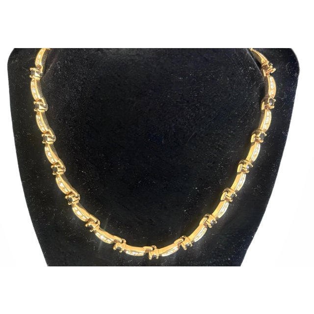 Modern 1980s Swarovski Sparkly Clear and Onyx Crystal Choker For Sale - Image 3 of 9