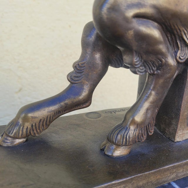 JD Guirande, Nude Dancer with Thyrsus, 20th Century, Bronze & Marble For Sale - Image 4 of 18