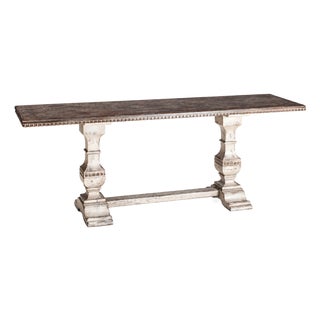 Italian Tuscan Trestle Console Table With Dentil Molding For Sale