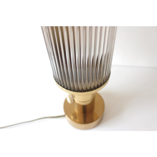 Vintage Art Deco Table Lamp Glass Rods Brass Dimmer Switch For Sale - Image 6 of 10