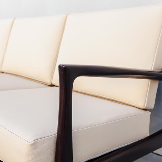 1960s Restored Ib Kofod-Larsen for Selig Danish Modern Three Seat Sculptural "Blade" Sofa in Leather For Sale - Image 5 of 18