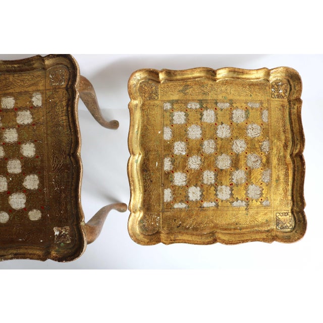 Gold Florentine Regency Style Hand-Painted Gilded Nesting Tables, Italy, 1960s, Set of 3 For Sale - Image 8 of 11