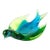Vintage Murano Glowing Uranium Sommerso Blue Yellow Green Italian Art Glass Bird Shaped Bowl For Sale