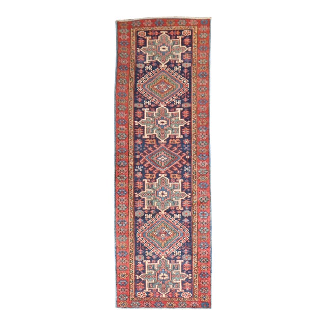 Zabihi Collection Antique Navy Blue Heriz Runner - 2'10" x 9' For Sale