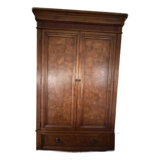 1990s Ethan Allen Walnut and Burl Armoire For Sale