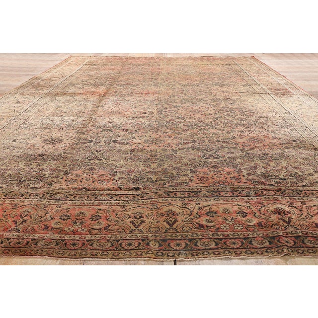 Tan Late 19th Century Antique Indian Agra Rug - 11'06 X 17'10 For Sale - Image 8 of 9