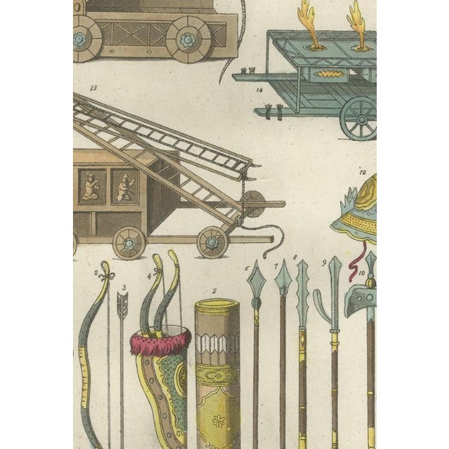 Ferrario, Chinese Military Equipment, 1815, Hand-Colored Engravings, Set of 2 For Sale - Image 9 of 18
