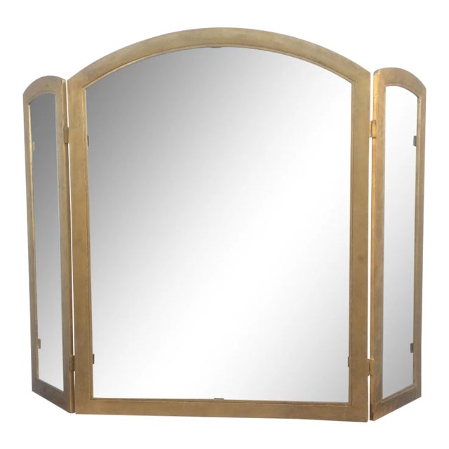 1980s Gilt Metal and Glass Fire Screen For Sale