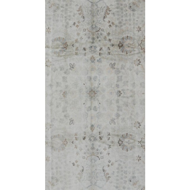 Neutral Vintage Turkish Oushak Rug With Floral Design and Medallions For Sale - Image 4 of 9